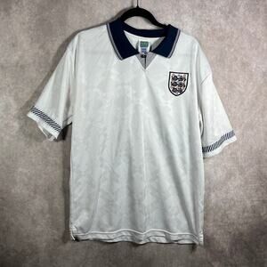 Score Draw England National 1990/1991 Polo Shirt Mens Large White Football‎